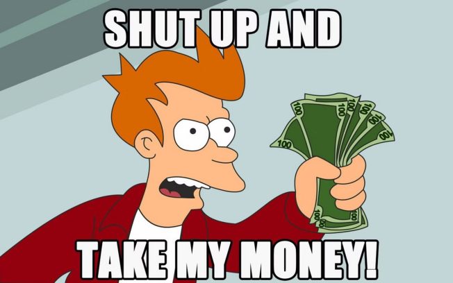 Meme Shut up and take my money - vocabulario meme inglés